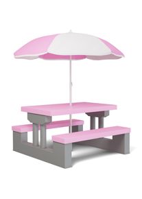 Spielwerk Conjunto jard&iacute;n para ni&ntilde;os set mesa y bancos rosa 67cmx41cm