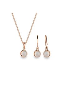 Elli, Damen, Ohrring und Ketten Set &raquo;Schmuckset Mondstein Wei&szlig; 925 Sterling Silber vergoldet&laquo; (), Rosegold, Rosegold, Schmuckset f&uuml;r Damen mit 