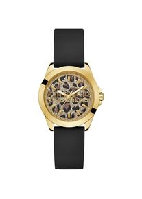 Guess, Damen, Quarzuhr &raquo;MENAGERIE&laquo; Armbanduhr, Damenuhr, Silikonarmband, Mineralglas, analog, schwarz, schwarz, Trendige Damenarmbanduhr