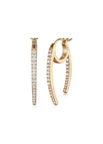 Elli, Damen, Paar Creolen &raquo;Ohrringe Creolen Oval Elegant 925 Silber, mit Kristallen von Swarovski &laquo;, Gold, Gold, Wundersch&ouml;ne Creolen Ohrringe f&uuml;r 