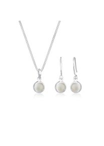 Elli, Damen, Ohrring und Ketten Set &raquo;Schmuckset Mondstein Wei&szlig; 925 Sterling Silber vergoldet&laquo; (), Silber, Silber, Schmuckset f&uuml;r Damen mit Mondstein 