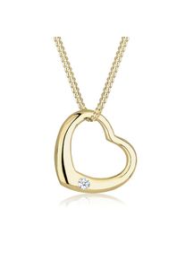 Elli DIAMONDS, Damen, Silberkette &raquo;Halskette Herz Diamant Wei&szlig; Brillantschliff (0.03ct) 375 Gelbgold&laquo;, Wei&szlig;, Wei&szlig;, Halskette f&uuml;r Damen mit Diamant 