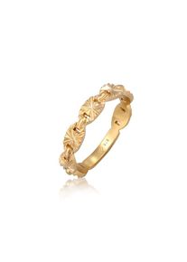 Elli, Damen, Silberring &raquo;Ring Bandring Pl&auml;ttchen Stern Look 925 Silber&laquo;, Gold, Gold, Filigraner Ring mit Pl&auml;ttchen Details f&uuml;r Damen