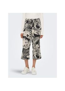 Only, Damen, Palazzohose &raquo;ONLWINNER &ndash; Culottehose mit elastischem Bund und Kordelzug&laquo; Materialmix, regular fit, Black AOP:Lovely palm, N-Gr, 34 - N-Gr