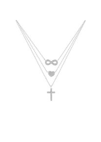 Elli, Damen, Silberkette &raquo;Halskette Layer Kreuz Infinity Herz Wei&szlig; 925 Sterling Silber, mit Kristallen von Swarovski &laquo;, Silber, Silber, Halskette f&uuml;r 