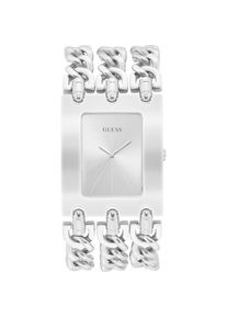 Guess, Damen, Quarzuhr &raquo;HEAVY METAL&laquo; Armbanduhr, Damenuhr, Armband Kettengliederung, silberfarben, silberfarben, Modische Armbanduhr f&uuml;r Damen