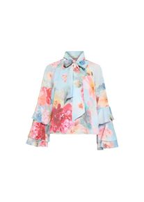 Vera Mont, Damen, Chiffonbluse &raquo;Chiffonbluse mit Volant&laquo;, Blue/Ros&eacute;, 36, Passform: Loose Fit