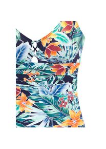 Sunseeker, Damen, Badeanzug &raquo;Elife&laquo; Zierschn&uuml;rung vorne, marine-orange, Cup C/D, 38 - Cup C/D, marine-orange, Stylischer Bl&auml;tterdruck