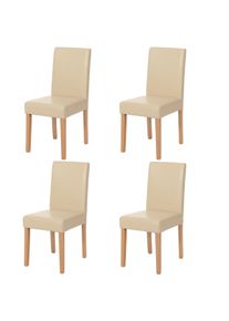 4er-Set Esszimmerstuhl Stuhl K&uuml;chenstuhl Littau FSC&reg;-zertifiziert ~ Kunstleder, creme helle Beine