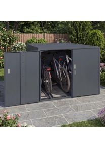 3er-Fahrradgarage HWC-P93, Fahrradunterstand Fahrradbox Bikebox, abschlie&szlig;bar verzinkter Stahl 124x148x208cm ~ anthrazit