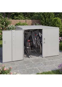 3er-Fahrradgarage HWC-P93, Fahrradunterstand Fahrradbox Bikebox, abschlie&szlig;bar verzinkter Stahl 124x148x208cm ~ hellgrau
