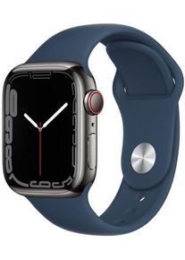 Apple Watch Series 7 Acero inoxidable 41 mm (2021) | GPS | grafito | Correa deportiva azul oscuro