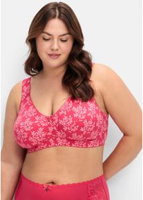 sheego Damen Entlastungs-BH ohne B&uuml;gel im Doppelpack in wei&szlig; + orchidee ,Gr&ouml;&szlig;e 100E, Witt, 95% Baumwolle, 5% Elasthan