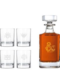 Dungeons & Dragons Whiskey Set mit 4 Whiskeygl&auml;ser und Whiskeyflasche mit Gravur - in hochwertiger Geschenkverpackung, Cocktailgl&auml;ser