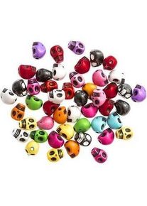 Burga Totenkopfperlen mehrfarbig 1cm 48St