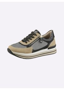 Remonte Dames Sneaker in meerkleurige look in beige/zwart ,maat 37, Witt, 75% Kunststof, 25% Textiel