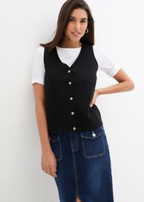 bonprix Femei Vestă tricotată cu nasturi, negru, 48/50