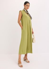 bonprix Sukienka z dżerseju z mieszanki wiskozy, z poduszkami w ramionach, zielony, 36/38