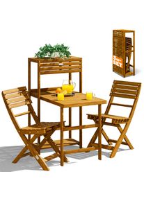 Casaria Meble ogrodowe/balkonowe drewniane akacja 3cz