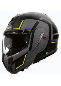 Airoh Mathisse II Genius, capacete flip up , cor: Mate Preto/Cinzento/Amarelo N&eacute;on , tamanho: L