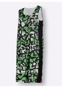 Damen Druckkleid mit Kontrast-Partien in apfel-schwarz-bedruckt ,Gr&ouml;&szlig;e 36, WITT, 100% Viskose