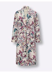 feel good Damen Bademantel in champagner-altrosa-bedruckt ,Gr&ouml;&szlig;e 48/50, Witt, 100% Baumwolle