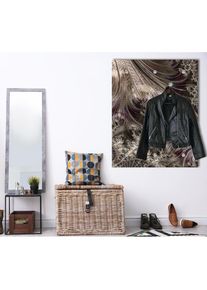 queence, Garderobenpaneel &raquo;Wandgarderobe mit Motiv Abstrakt Federn inkl. Edelstahlhaken&laquo; 1 Stk. tlg. HD Premium Druck auf Acrylglas, rot, rot, 