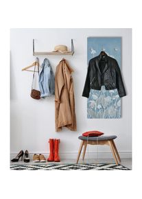 queence, Garderobenpaneel &raquo;Wandgarderobe mit Motiv Blumenwiese in Hellblau inkl. Edelstahlhaken&laquo; 1 Stk. tlg. HD Premium Druck auf Acrylglas, grau, 