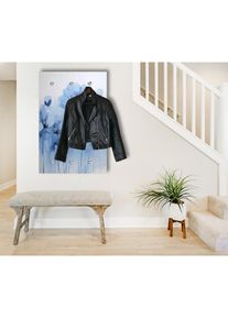 queence, Garderobenpaneel &raquo;Wandgarderobe mit Motiv Mohnblume Aquarell inkl. Edelstahlhaken&laquo; 1 Stk. tlg. HD Premium Druck auf Acrylglas, blau, blau, 