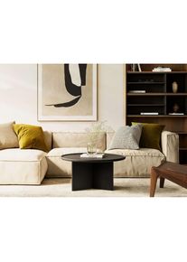 WOODMAN, Couchtisch &raquo;Cala&laquo; 83/83/42 cm, Breite 83 cm, rund, Tischplatte aus massiver Eiche, FSC zertifiziert, schwarz,