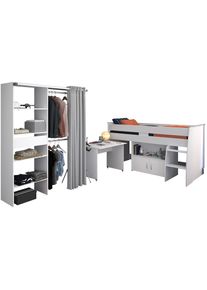 Parisot, Jugendzimmer-Set &raquo; Reverse 22&laquo; Set, 2 tlg. Schreibtisch ausziehbar-bel&uuml;ftete Spanplatte als Lattenrost verwendbar, wei&szlig;,