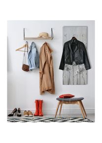 queence, Garderobenpaneel &raquo;Wandgarderobe mit Motiv Grau Blumenwiese inkl. Edelstahlhaken&laquo; 1 Stk. tlg. HD Premium Druck auf Acrylglas, silbergrau, 