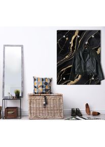 queence, Garderobenpaneel &raquo;Wandgarderobe mit Motiv Marmor Abstrakt inkl. Edelstahlhaken&laquo; 1 Stk. tlg. HD Premium Druck auf Acrylglas, gold, gold, 