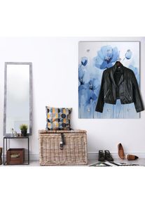 queence, Garderobenpaneel &raquo;Wandgarderobe mit Motiv Mohnblume Aquarell inkl. Edelstahlhaken&laquo; 1 Stk. tlg. HD Premium Druck auf Acrylglas, blau, blau, 