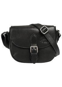 KLONDIKE 1896, Damen, Umh&auml;ngetasche echt Leder, schwarz, schwarz, H&ouml;he 14 cm x Breite 19 cm x Tiefe 6 cm