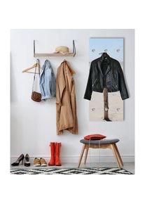 queence, Garderobenpaneel &raquo;Wandgarderobe mit Motiv Foto einer M&ouml;we am Meer inkl. Edelstahlhaken&laquo; 1 Stk. tlg. HD Premium Druck auf Acrylglas, wei&szlig;, 