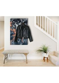 queence, Garderobenpaneel &raquo;Wandgarderobe mit Motiv Abstrakt Federn inkl. Edelstahlhaken&laquo; 1 Stk. tlg. HD Premium Druck auf Acrylglas, grau, grau, 