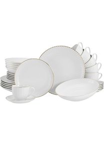 Creatable, Kombiservice &raquo;Allegra Goldband, Service 30-tlg.&laquo; Klassisch, Elegant, Von Hand gemalter Goldrand, goldfarben, Porzellan,