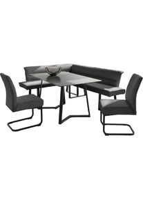 OTTO home, Eckbankgruppe &raquo;(Set, 4-tlg. Tisch, Bank und 2 St&uuml;hle), Taschenfederkern&laquo; Tisch (140x90cm) schwarz, Bank und St&uuml;hle anthrazit oder beige, 