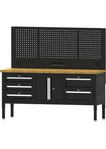 Banco de trabajo BLACKLINE, con 6 cajones, armario de puertas batientes, anchura de tablero 1829 mm