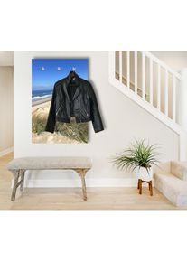 queence, Garderobenpaneel &raquo;Wandgarderobe mit Motiv Foto D&uuml;nen und Gr&auml;ser inkl. Edelstahlhaken&laquo; 1 Stk. tlg. HD Premium Druck auf Acrylglas, blau, blau,