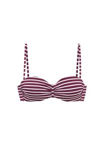 Venice Beach, Damen, B&uuml;gel-Bandeau-Bikini-Top &raquo;Tadu&laquo; mit vier Tragevarianten, bordeaux-wei&szlig;, 38 - Cup D, Streifendesign