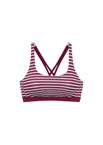 Venice Beach, Damen, Bustier-Bikini-Top &raquo;Tadu&laquo; mit modischer R&uuml;ckenl&ouml;sung, bordeaux-wei&szlig;, 34 - N-Gr, Streifendesign