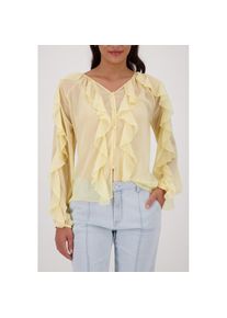 monari, Damen, Georgettebluse &raquo;Bluse Georgette R&uuml;schen&laquo; Regular fit mit Volants, past yellow, 46, Elegante Bluse von monari