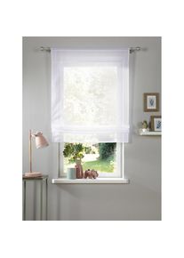 my home, B&auml;ndchenrollo &raquo;Xana&laquo; mit Stangendurchzug B&auml;ndchenrollo, Raffung mittels Bindeb&auml;ndern, offwhite, Voile, Obermaterial: 100% Polyester, 120 cm