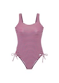 Venice Beach, Damen, Badeanzug &raquo;Tadu&laquo; mit schmeichelnden Raffungen seitlich, bordeaux-wei&szlig;, 40 - Cup C, Streifendesign
