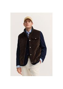 Bugatti, Herren, Cordweste &raquo;Regular Fit&laquo; mit Stehkragen und Druckkn&ouml;pfen, 90-braun, 52, 97% Baumwolle, 3% Elasthan, pflegeleicht