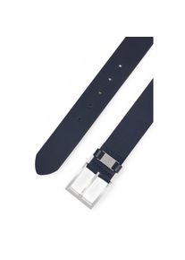 BOSS, Herren, Lederg&uuml;rtel &raquo;Connio&laquo; silberfarbene Schlie&szlig;e & Logo-Schriftzug auf der Schlaufe, Dark Blue 401, 100, Modischer Herren Lederg&uuml;rtel von 