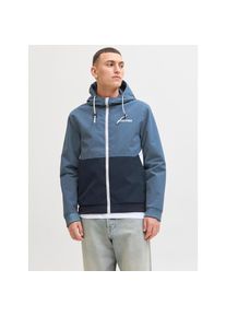 Jack & Jones Jack & Jones, Herren, Blouson &raquo;JJERUSH mit Kapuze&laquo; mit Kapuze Kunstfaser, regular fit, Blue Mirage Detail:NAVY BLAZER/WHITE BLOCKING, L, Herrenjacke 
