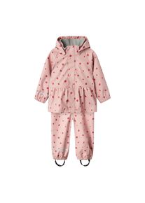 name it, Damen, Regenjacke &raquo;NMFDRY10 RAIN SET AOP FO&laquo; Set, mit Kapuze mit passender Hose, Pale Mauve AOP:Strawberry, 116, S&uuml;&szlig;e Regenbekleidung von 